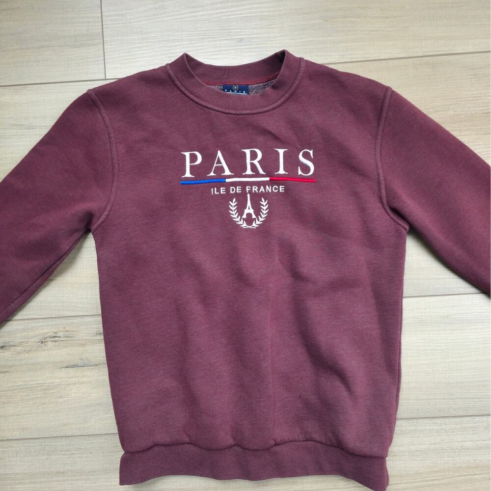 Paris Tour D'Or Ile De France Maroon Pullover Crewneck Sweatshirt Women Sz M - Picture 12 of 13